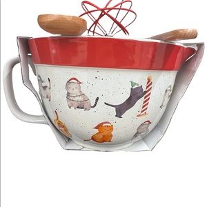 Holiday Cats Baking Set Christmas Cookie Teacher Host Gift Bowl Whisk Spatula